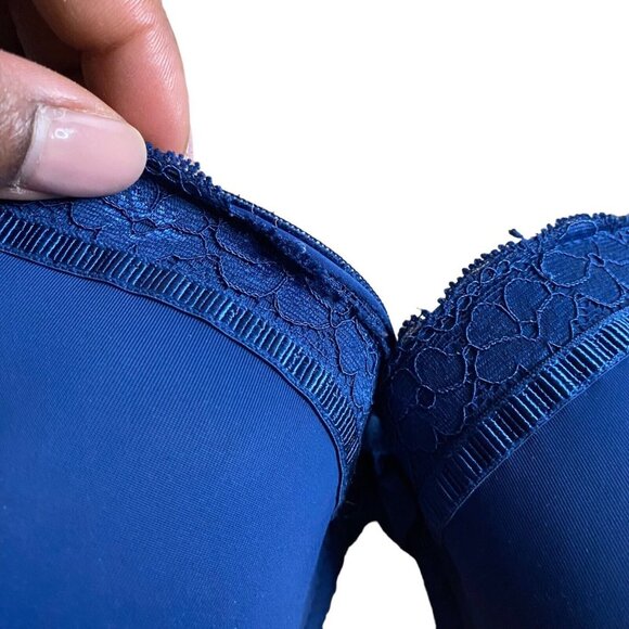 Jaclyn Smith Collection Women's Blue Lace Detail Lightly Lined Bra - Picture 6 of 6